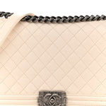 Calfskin Quilted New Medium Boy Flap White