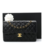Caviar Quilted Small Double Flap Black