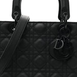 Ultra Matte Calfskin Cannage Medium Lady Dior Black