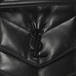 Lambskin Quilted Monogram Monochrome Small Loulou Puffer Chain Satchel Black