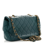 Lambskin Quilted Mini Rectangular Flap Dark Blue