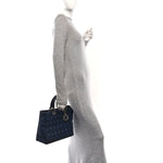 Lambskin Cannage Large Lady Dior Royal Blue
