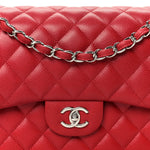 Caviar Quilted Jumbo Double Flap Dark Red