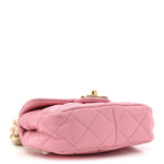 Lambskin Wenge Quilted Mini Fashion Wood Square Flap Pink