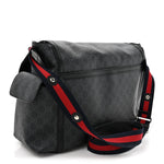 GG Supreme Monogram Web Messenger Diaper Bag Black Grey