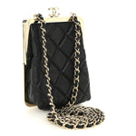 Lambskin Plexi Quilted CC Evening Clutch With Chain Black