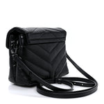 Calfskin Y Quilted Monogram Monochrome Toy Loulou Crossbody Bag Black