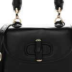 Boarded Dyana Lux Calfskin Web Monochrome Mini Bamboo 1947 Top Handle Bag Black