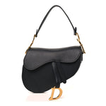 Grained Calfskin Saddle Bag Black