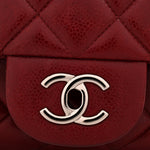 Caviar Quilted Jumbo Double Flap Dark Red