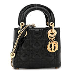 Patent Cannage Mini Lady Dior Black