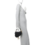 Grained Calfskin Mini Saddle Bag Black