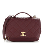Caviar Quilted Small Business Affinity Flap Burgundy