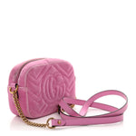 Velvet Matelasse Marquise Crystals Mini GG Marmont Chain Shoulder Bag Malva
