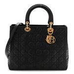 Lambskin Cannage Large Lady Dior Black