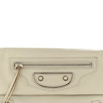 Chevre Silver Metallic Edge Hardware Envelope Clutch Gris Glace