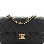 Metallic Caviar Quilted Mini Rectangular Flap Black
