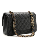 Caviar Quilted Medium Double Flap Black