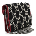 Tweed GG Monogram Mini Dionysus Chain Wallet Black White Romantic Cherry