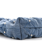 Washed Denim Quilted Studded Mini Chanel 22 Blue
