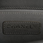 Metallic Calfskin Quilted Small Boy Flap Dark Silver