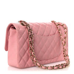 Caviar Quilted Medium Double Flap Pink