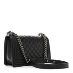 Lambskin Quilted Medium Boy Flap Black