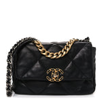 Lambskin Quilted Medium Chanel 19 Flap Black