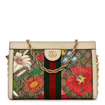 GG Supreme Monogram Flora Web Small Ophidia Chain Shoulder Bag White