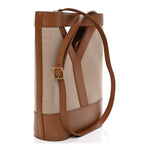 Smooth Calfskin Canvas Y Small Bucket Bag White Camel
