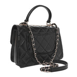 Lambskin Quilted Small Trendy CC Dual Handle Flap Bag Black
