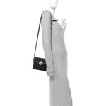 Pebbled Calfskin Rockstud Flip Lock Shoulder Bag Black
