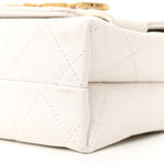 Calfskin Quilted Small Enchained Flap White
