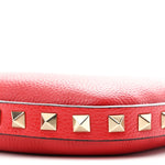 Grainy Calfskin Rockstud Mini Hobo Red