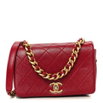 Shiny Lambskin Quilted Small Fashion Therapy Flap Bag Red