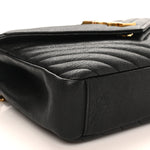 Sheepskin Matelasse Chevron Monogram Medium College Bag Black