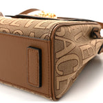 Calfskin Canvas Allover La Medusa Small Top Handle Handbag Brown