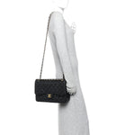 Caviar Quilted Jumbo Double Flap Black