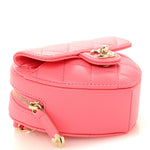 Lambskin Quilted CC In Love Heart Waist Belt Bag With Chain Pink