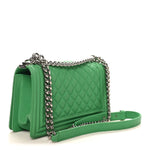 Caviar Quilted Medium Boy Flap Green