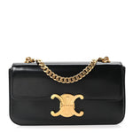 Shiny Calfskin Triomphe Shoulder Bag Black