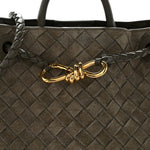 Suede Intrecciato Small Andiamo Shoulder Bag Cypress