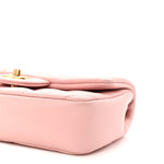 Lambskin Quilted Mini Heart Charms Flap Light Pink