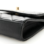Lambskin Quilted Trendy CC Card Holder On Chain Black
