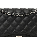 Caviar Quilted Jumbo Double Flap Black