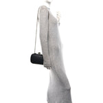 Nappa Intrecciato Chain Knot Clutch Black