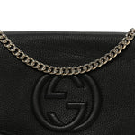 Pebbled Calfskin Medium Soho Flap Crossbody Black