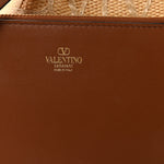 Raffia Calfskin Medium Rockstud Vlogo Tote Naturale