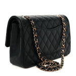 Lambskin Quilted Medium Double Flap Black