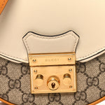 GG Supreme Monogram Calfskin Small Padlock Messenger Shoulder Bag Beige Mystic White Sun Oil